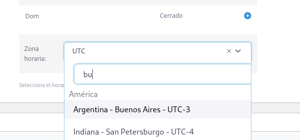 Seleccionar timezone en Guia Ensenada